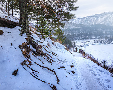 雪山坡上的轨迹图片