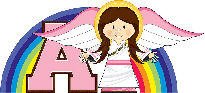 A代表Ange光环字母宗教教育代表天使语言插图精神学习翅膀图片