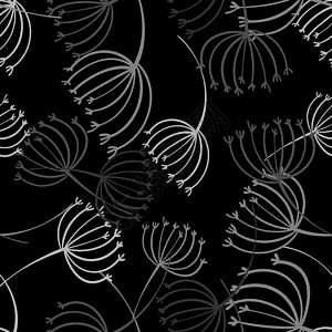 蒲公英灰色无缝在深色背景上 装饰蒲公英壁纸 无缝图案背景 抽象表面图案设计纺织品墙纸种子植物框架植物群奢华卡片材料叶子图片