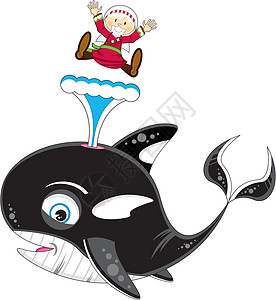 卡通约拿和鲸鱼宗教圣经乐趣海上生活插图图片