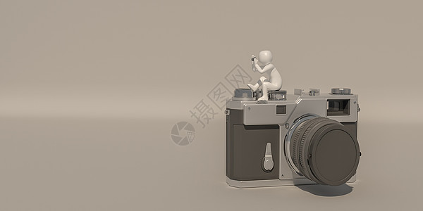 灰色背景上的职业符号 3d 插画组3古董白色快门电影模拟照片卡通片行动技术光学图片