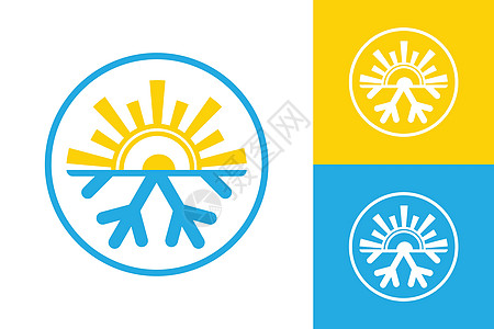 空调 logo 标志 symbolHot 和 cold symbo温度气候天气太阳控制插图圆圈蓝色护发素冷却图片