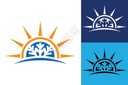 空调 logo 标志 symbolHot 和 cold symbo温度晴天冻结气候圆形插图天气冷却雪花季节图片