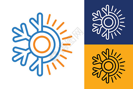 空调 logo 标志 symbolHot 和 cold symbo天气太阳网络雪花冻结蓝色圆形控制标识冷却图片