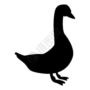 鹅图标黑色插图平面样式简单图像荒野甘德鸟类家禽小鹅淡水水禽羽毛懒人农场图片