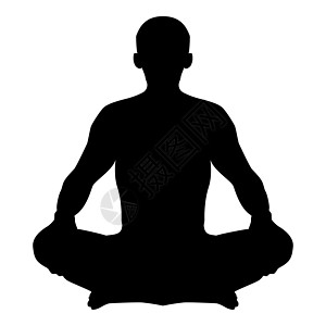 姿势莲花的人瑜伽姿势冥想位置剪影体式图标黑色它制作图案图片