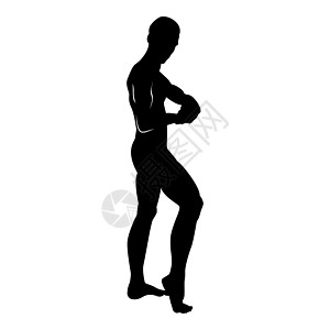 摆姿势健美运动员剪影健美概念图标黑色它制作图案图片
