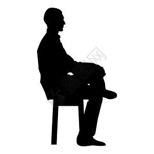 男子坐姿 年轻人坐在椅子上 他的腿抛出剪影图标黑色图案图片