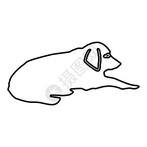 狗躺在街上宠物躺在地上轻松的狗图标黑色插图轮廓图片