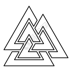 Valknut 符号符号图标黑色矢量插图平面样式图像三角魔法雷神异教三叶草符文宗教三位一体三角形精神图片