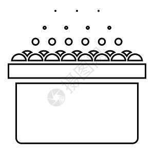 带泡沫气泡的热漩涡水疗浴缸浴缸放松浴室浴缸水疗图标黑色轮廓矢量插图平面样式图像图片