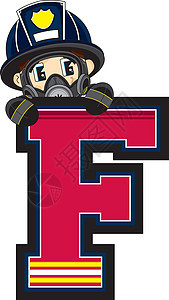 F代表Firema学习卡通字母英语教育服务消防员背景图片