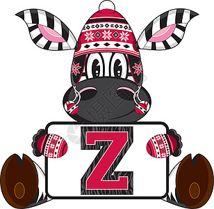 Z代表斑马字母插图教育学习动物卡通意义手套羊毛帽图片