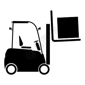 叉车卡车起重机货物升降机货物运输概念图标黑色矢量插图平面样式 imag图片