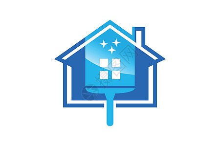 清洁服务标志设计模板插图工具房子地毯卫生蓝色商业网络刷子工作图片