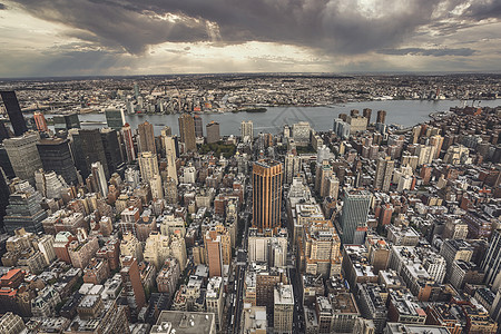 纽约市的顶端视图天际景观天线旅游城市帝国建筑学市中心建筑街道图片