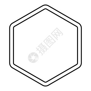 六角形元素图标轮廓黑色矢量插图平面样式图像背景图片