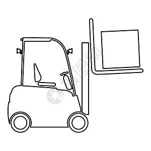 叉车卡车起重机货物升降机货物运输概念图标轮廓黑色矢量插图平面样式 imag图片