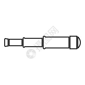 望远镜单筒望远镜镜头图标轮廓黑色矢量插图平面样式图像图片