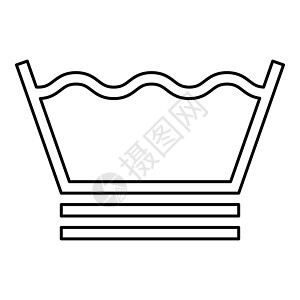 非常精致的洗衣服护理符号洗涤概念洗衣标志图标轮廓黑色矢量插图平面样式 imag图片