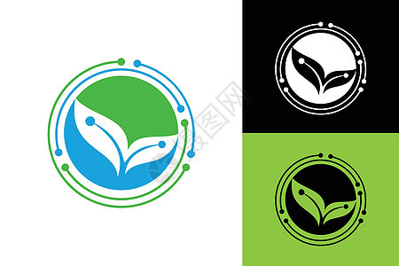 绿色技术标志设计概念叶技术标志设计树叶数据服务电脑生活科学电气叶子活力营销图片