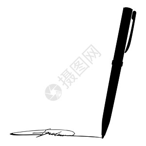 签名使用钢笔墨水书写概念图标黑色矢量插图平面样式图像图片