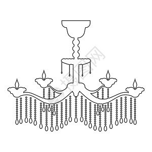 枝形吊灯图标轮廓黑色矢量插图平面样式图像图片
