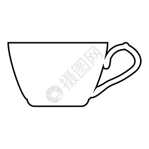 茶杯图标轮廓黑色矢量插图平面样式图像背景图片