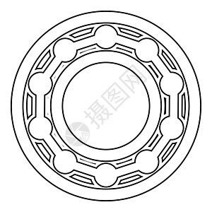 带球的轴承在侧面视图图标轮廓黑色矢量插图平面样式 imag图片