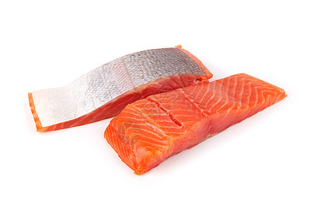 鲑鱼市场红色线条鳟鱼牛扒橙子白色海鲜烹饪鱼片图片