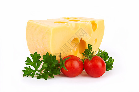 奶酪奶制品早餐白色黄色叶子绿色食物产品工作室红色背景图片