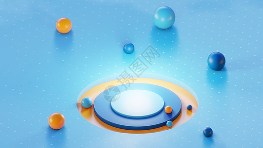 带圆柱体和球体的蓝色表面插图产品陈列柜字法魅力展示空白几何学工作室3d图片