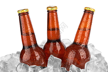 啤酒瓶饮酒者酒保液体玻璃红色雾凇白色立方体瓶子酒吧图片