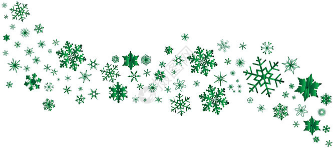 绿色圣诞雪花班纳下雪插图横幅季节性艺术绘画艺术品背景图片