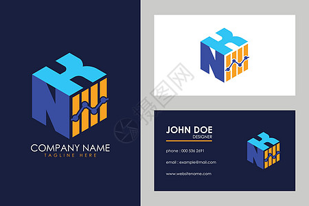 立方体字体 NK 与金融标志标志等距 alphabe字母生长库存投资图表银行几何公司商业插图图片