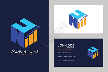 立方体字体 NU 与金融标志标志等距 alphabe利润投资字母插图库存银行英语经济几何营销图片