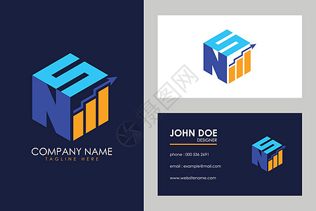 立方字体 NS 与金融标志标志符号矢量等距 alphabe英语插图利润投资几何图表统计会计银行公司图片