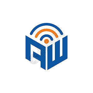 带六边形字母的 WiFi 标志符号互联网路由器技术电脑广播天线公司网络插图收音机图片