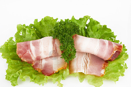 切片培根小吃火腿盐渍食物草本植物团体香料猪肉产品香菜图片