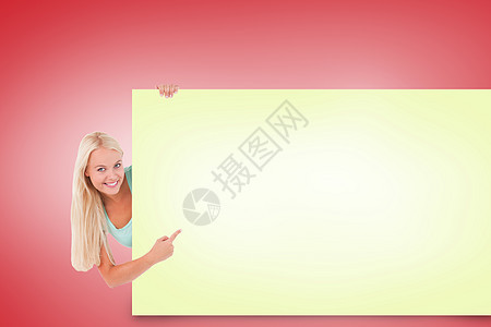 漂亮金发露卡的复合图像插图计算机数字空白海报女性卡片推介会绘图浅色图片