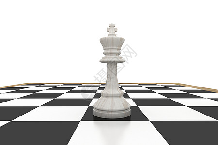 象棋棋盘上的白国王战略计算机白色游戏木板绘图闲暇棋子插图战术图片