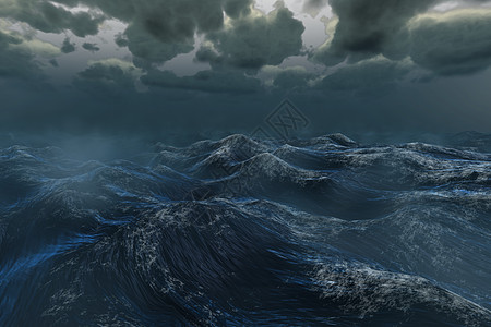 黑暗天空下狂风暴雨大海蓝色海洋插图绘图波浪计算机风暴图片