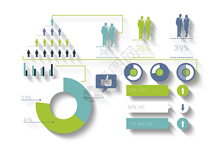 数字生成的蓝色和绿色商业信息图人力资源数据计算机插图领导者公司领导绘图图表资料图片