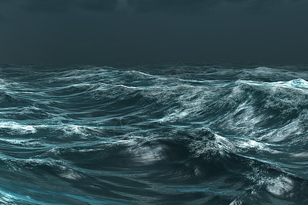 黑暗天空下粗蓝的蓝色大海波浪插图绘图风暴计算机海洋图片