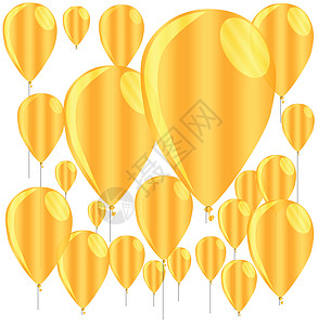 黄金孤立气球背景Name逃避黄色插图金子纪念日白色艺术品空气派对重力图片