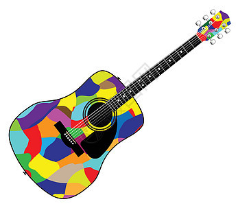 Harlequin 拼凑音乐吉他字符串流行音乐韵律钉子插图丑角脖子艺术品指板岩石图片