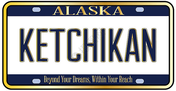 阿拉斯加州车牌模型与城市 Ketchika图片