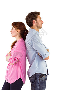 情侣互相视而不见红发分歧烦恼夫妻短发烦躁争议男性女性斗争图片