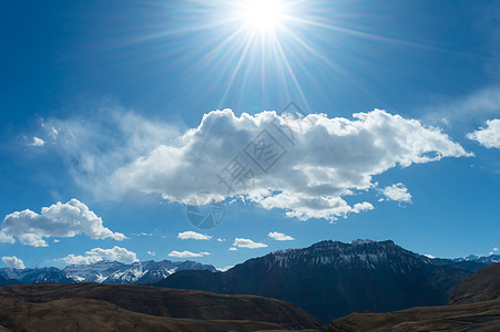 落在落基山脉山峰上的阳光从雪中反射出美丽的蓝色 日出或太阳升起 早晨 太阳出现在地平线上 美国冰川国家公园蒙大拿荒野地区图片