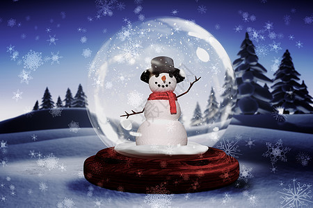 雪球中的雪人主题背景背景图片
